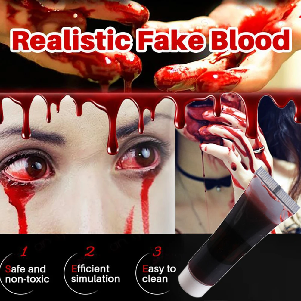 15ml Sztuczny Tatuaż Blizny Symulowane Rany Farba do Ciała Narzędzie Halloween Makijaż Krwawa Plazma Sztuczna Krew