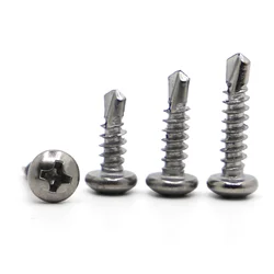 20pcs M4.2 M4.8 * 13-70mm 410 Stainless Steel Phillips Pan Head Drilling Screws Self Tapping Screw