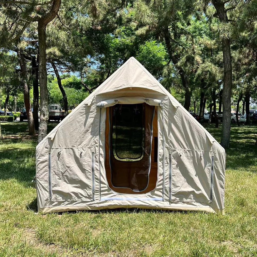 Double Wall Inflatable Camping Tent With Tc Cotton Blend Tpu Air Beam Pvc Base Breathable Waterproof Safe Reliable Shelter
