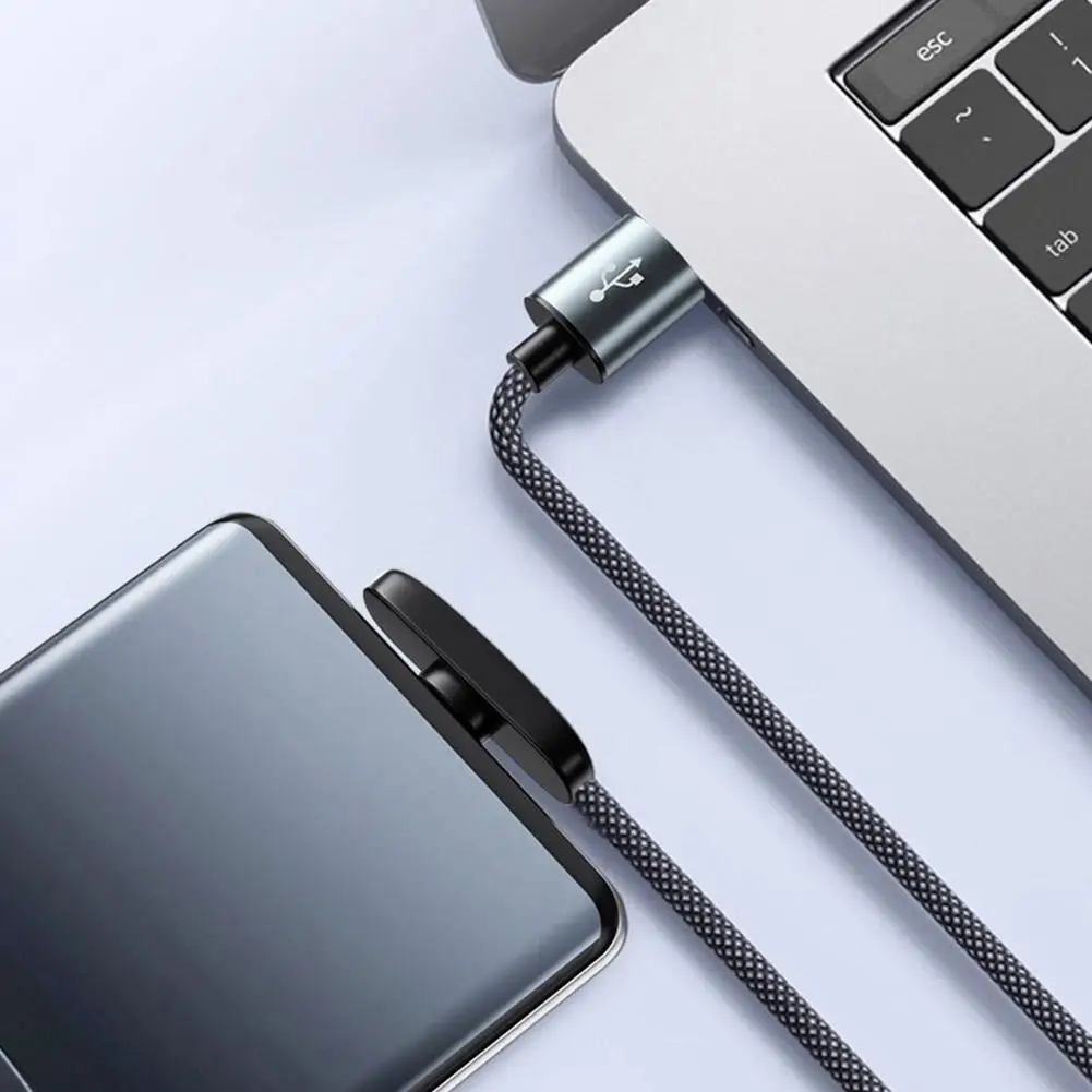 100W USB C Fast Charging Charger Cord 90 Degree Right-angle Elbow Type-C Weave Data Cable 1/1.5/2M For Samsung Android Devices - view 4