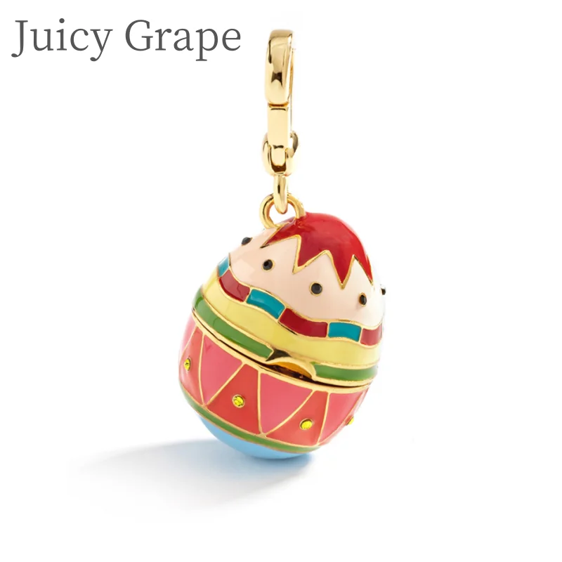 

JUICY GRAPE Little Yellow Chicken Easter Egg Charms Necklace Keychain Sweater Chain Handmade Enamel Jewelry 18K Gold Plated