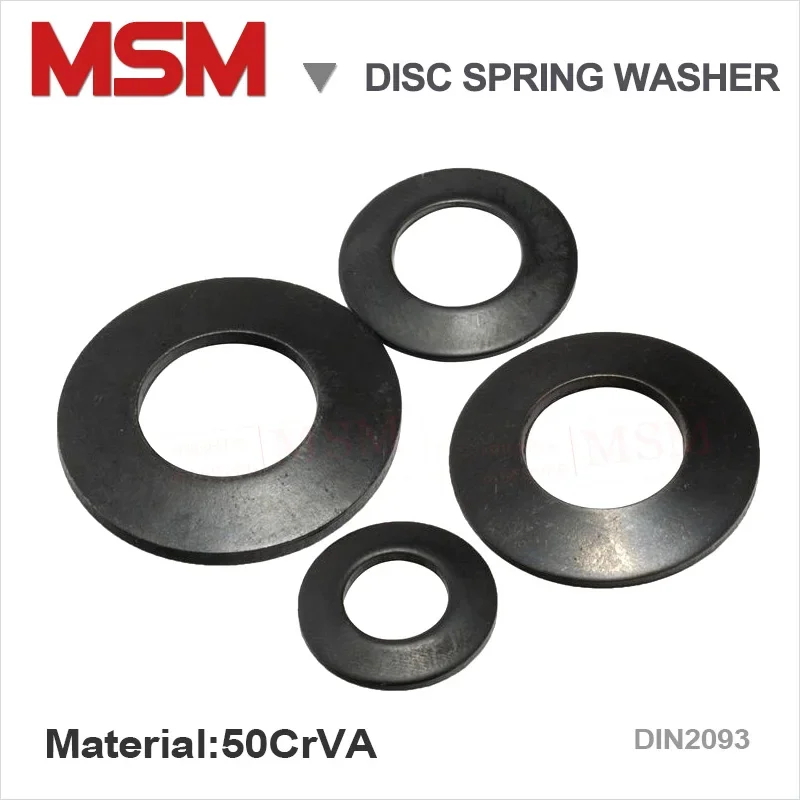 50pcs MSM 50CrVA Disc Spring Washer Black Conical Outer Diameter 22.5mm/25mm/28mm/31.5mm/35.5/40/45mm Compression Spring Gasket