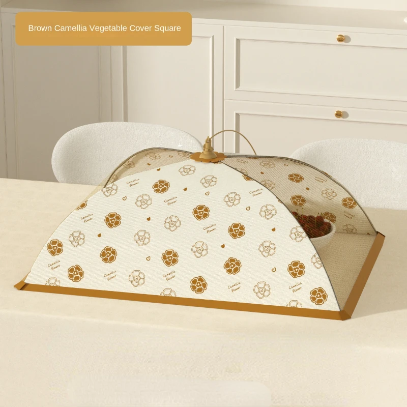 Camellia Folding Food Cover 2024 New Household Dust Fly Table European Style Dish Cover Kitchen Gadgets