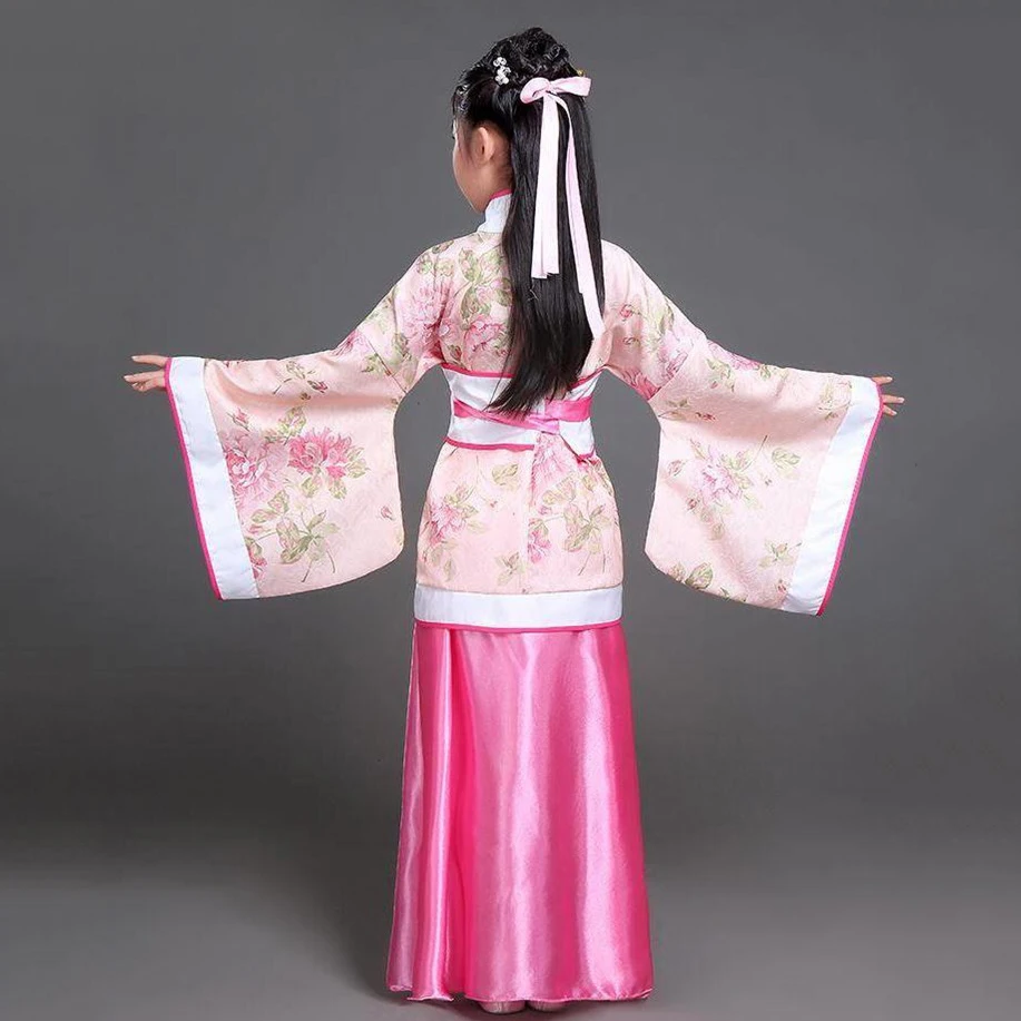 Hanfu-Costume chinois pour enfants, robes de demoiselle d'honneur pour enfants, vêtements de scène traditionnels, costume de danse pour femmes, robe dégradée pour adultes, 2023