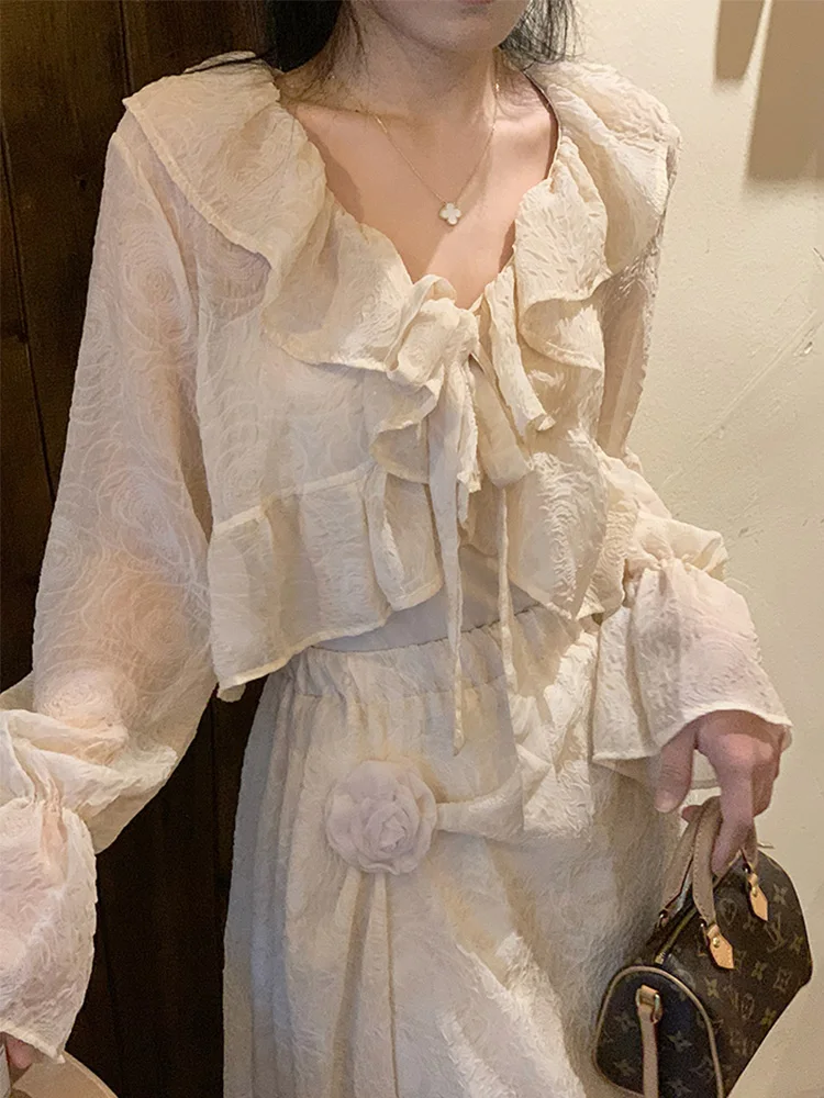 Csa de Protección Solar ra de Verano para Mujer, Manga Corta, Adorno de Encaje de Chifón, Prenda Exterior con Cuello e...