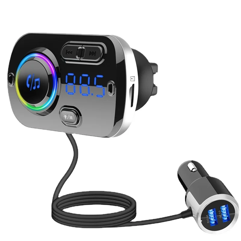 New Car MP3 Player BC49BQ with Bluetooth 5.0, Colorful Ambient Light, QC3.0 Smart Fast Charging