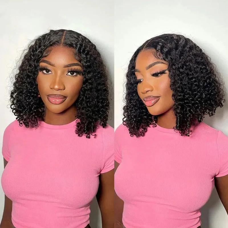 Curly Bob Wig 100% Human Hair Natural Color 13x4 Lace Frontal Wig Human Hair Remy Short Curly Closure Wig Preplucked Baby Hair