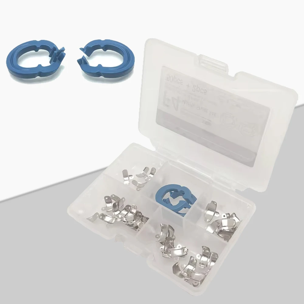 

Комплект стоматологической матричной системы - 50 секционных контурных металлических матриц с 2 зажимными кольцами из смолы