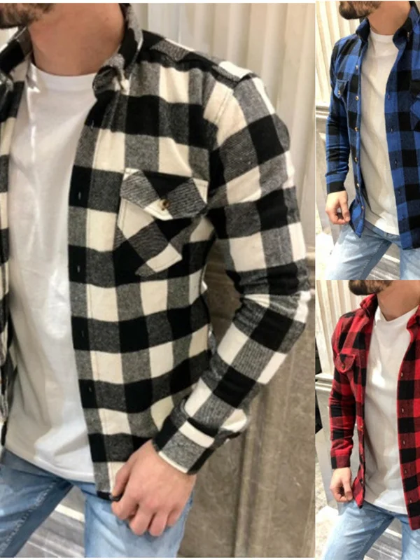 

Повседневная рубашка в клетку с длинным рукавом, свободного кроя, молодежная, больших размеров, для мужчин