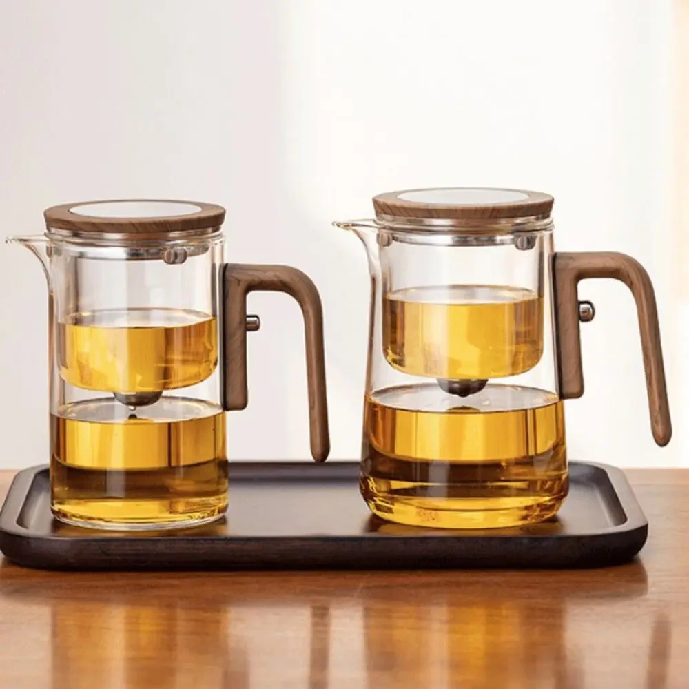 

Чайник с магнитным переключателем для разделения воды и заварки, внутренний контейнер, прозрачная деревянная ручка, стеклянный заварочный чайник с фильтрацией