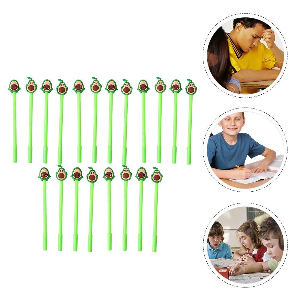 

20 Pcs Avocado Gel Pen Cartoon Stationery Black Pens Ink Marker for School Plastic Sign Supplies Student Adorable Child