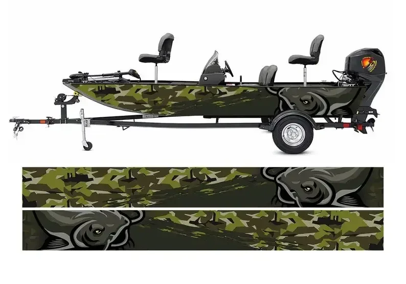 Camo Catfish Graphic Vinyl Boat Wrap Bass Fishing Pontoon Sportsman Decal Sea Water