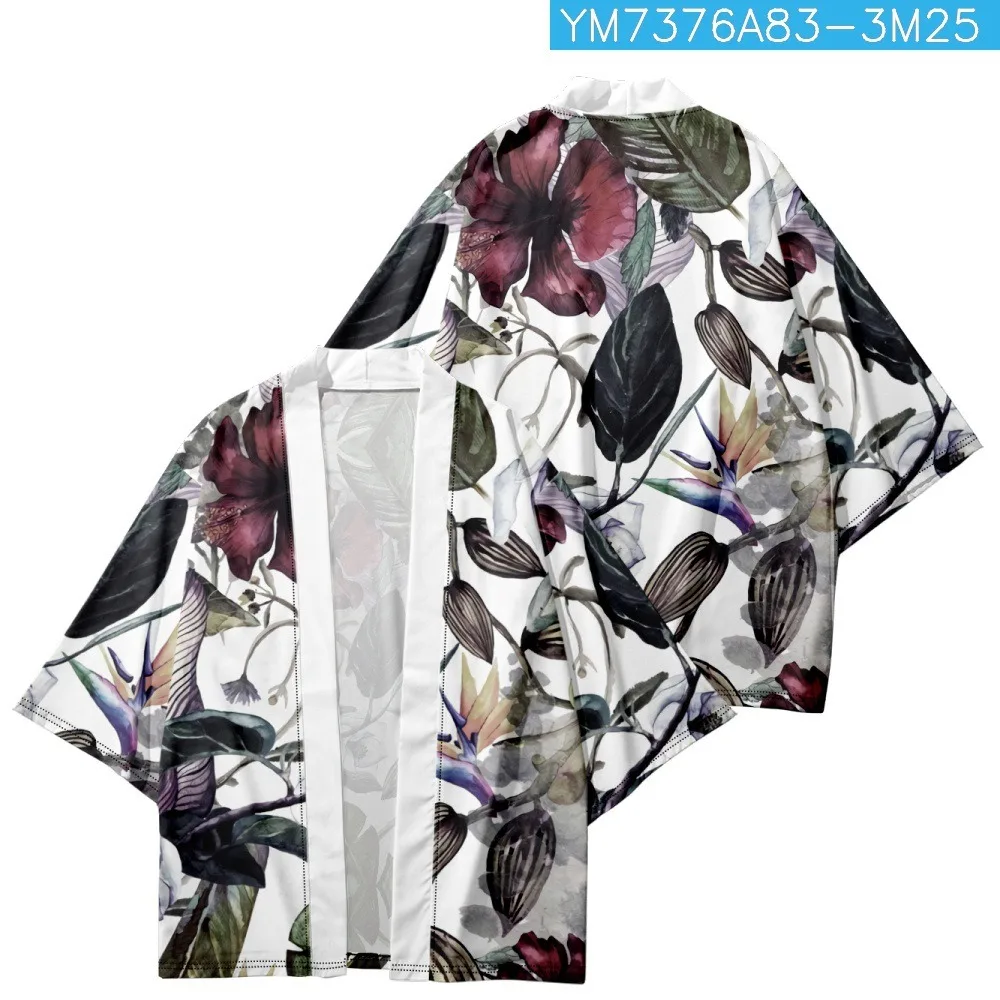 Summer Samurai Kimono Cosplay Japanese Fashion Print Haori Streetwear Men Kimono Yukata Beach Cardigan Stylish Elegant Robe