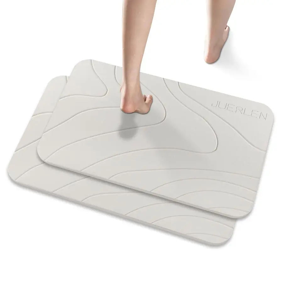 

2 Pack Diatomaceous Earth Shower Mat, Stone Bath Mat, Nonslip Super Absorbent FastDrying Hard Bath Mat for Bathroom Shower Floor