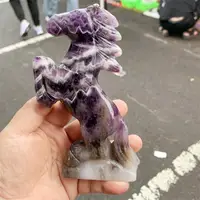 Natural Dream Amethyst Horse Carving Animal Reiki Healing Fengshui Stone Holiday Crafts Gifts 1pcs 5