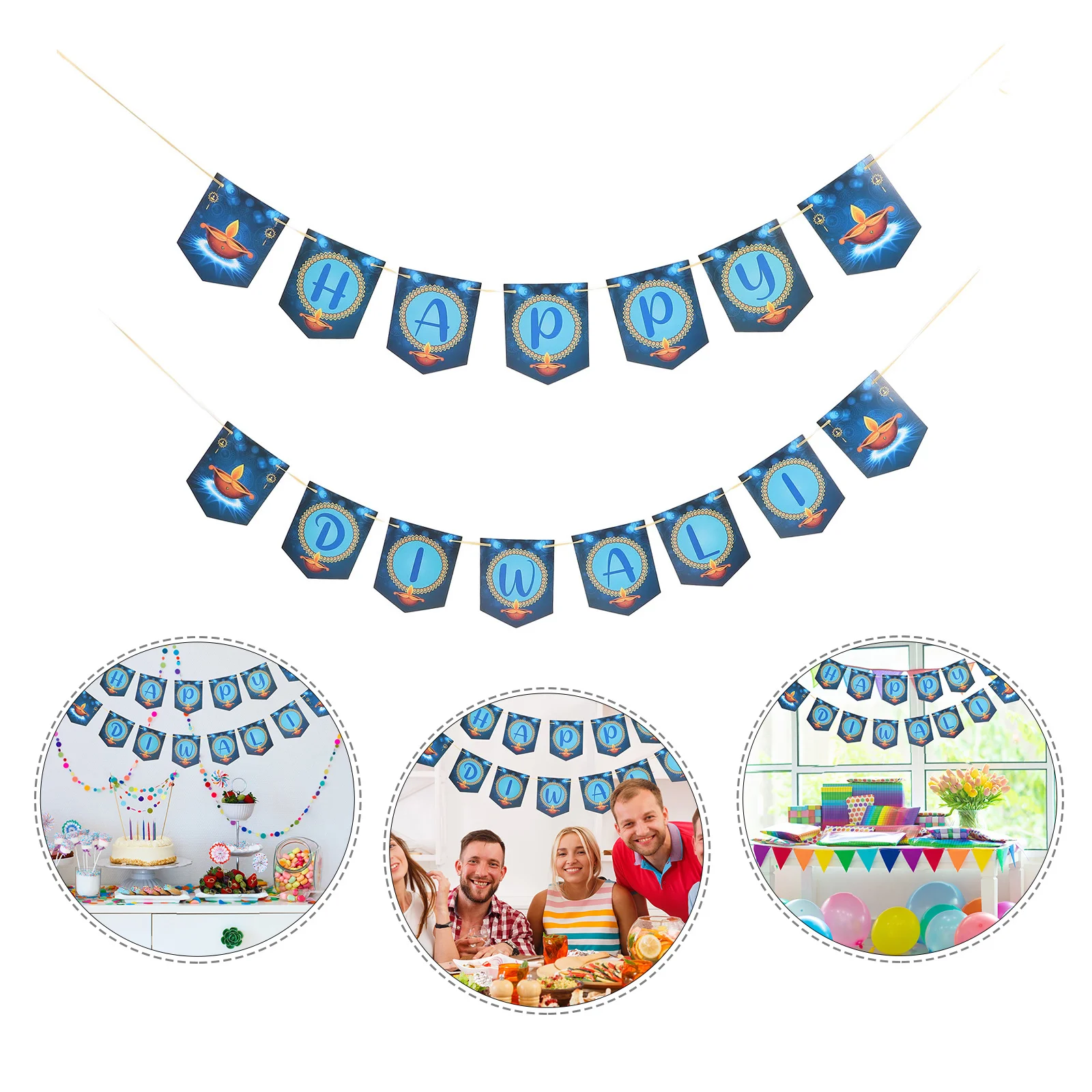 

1Set Happy Diwali Banner Joyful Atmosphere Versatile Decoration for Walls Windows Doors Diwali Decorations Banner
