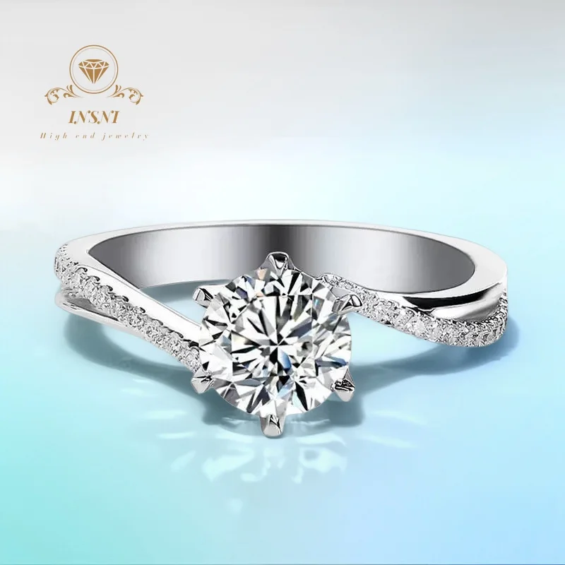 

Moissanite S925 Silver Ring Six-Claw Twist Design Luxury Wedding Proposal Jewelry GBA Certified gift for Women hypoallergenic