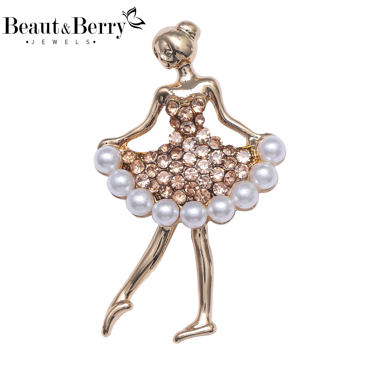 Beaut&Berry Trendy Rhinestones Dancing Girl Brooches for Women Unisex Figure Pins Casual Party Jewelry Accessories Gifts