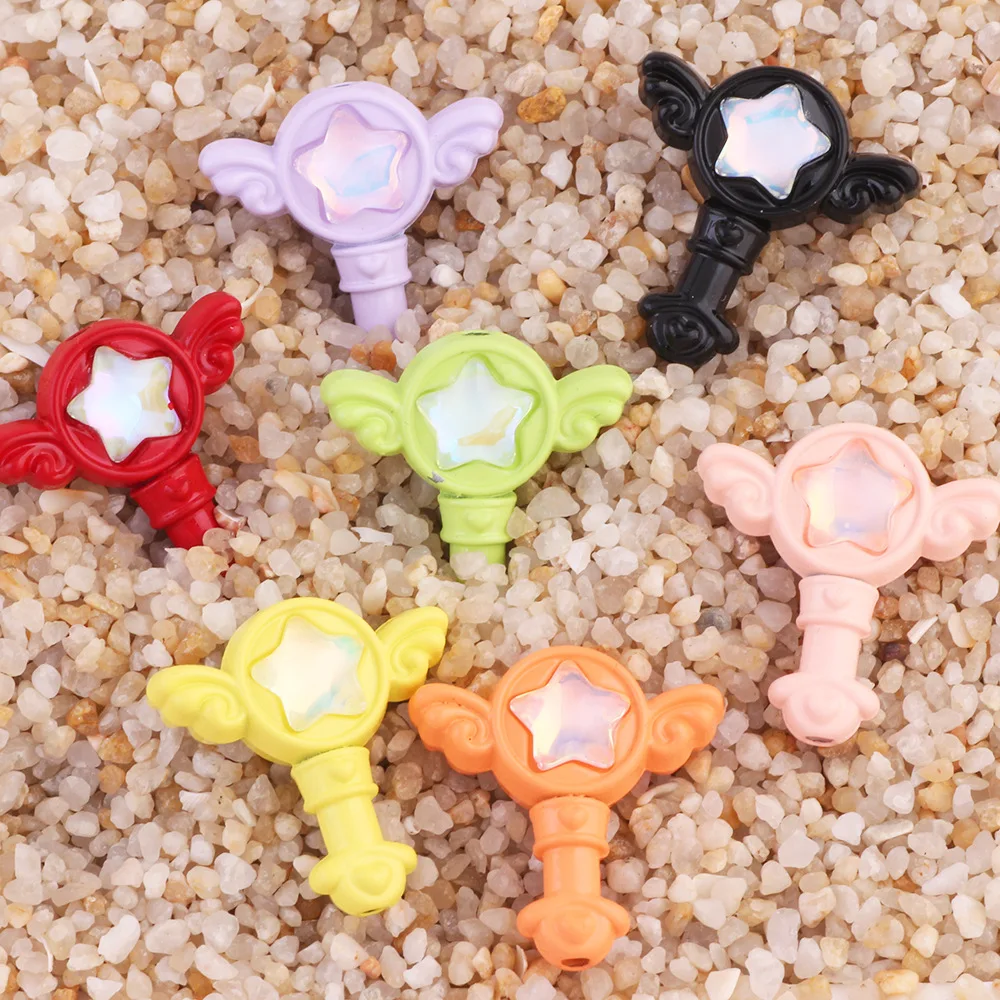 

5pcs Anime Magic Wand Bracelet Bead Cute Alloy Beaded Handmade Cosplay Necklace Earring Jewelry Make Accessory