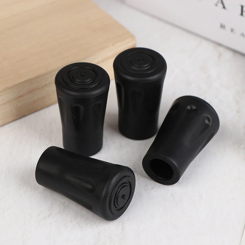 6/12 قطعة البلاستيك الأسود القدم يغطي المضادة للانزلاق أقطاب التنزه غطاء رأس واقي عصا للمشي تلميح أسفل منصات تسلق أغطية حماية #4