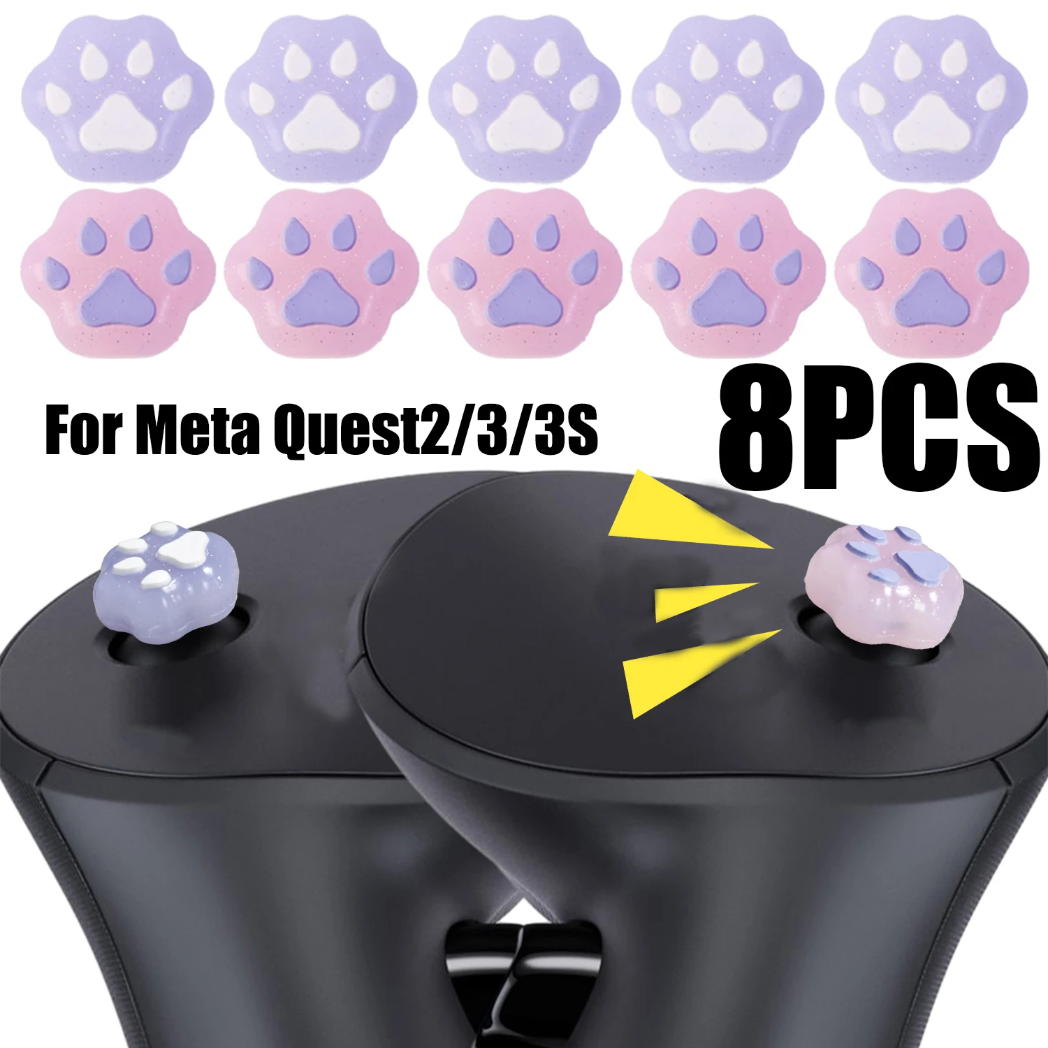 For Meta Quest 2/3/3S Joystick Protectors Controller Grip Cover Cartoon Cat Claw Silicone Caps For Meta Quest Pico 4 Accessories