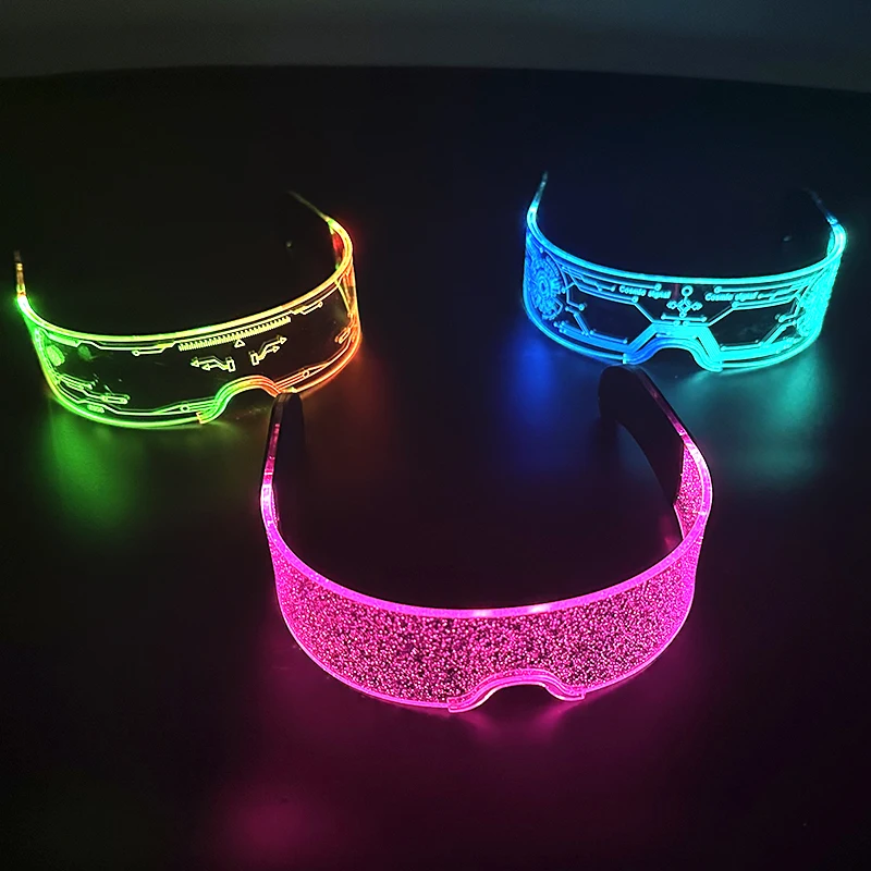 Coole leuchtende bunte LED-Leuchtbrille, leuchtende Neonlicht-blinkende Partybrille für Nachtclub, DJ, Tanzparty-Dekoration