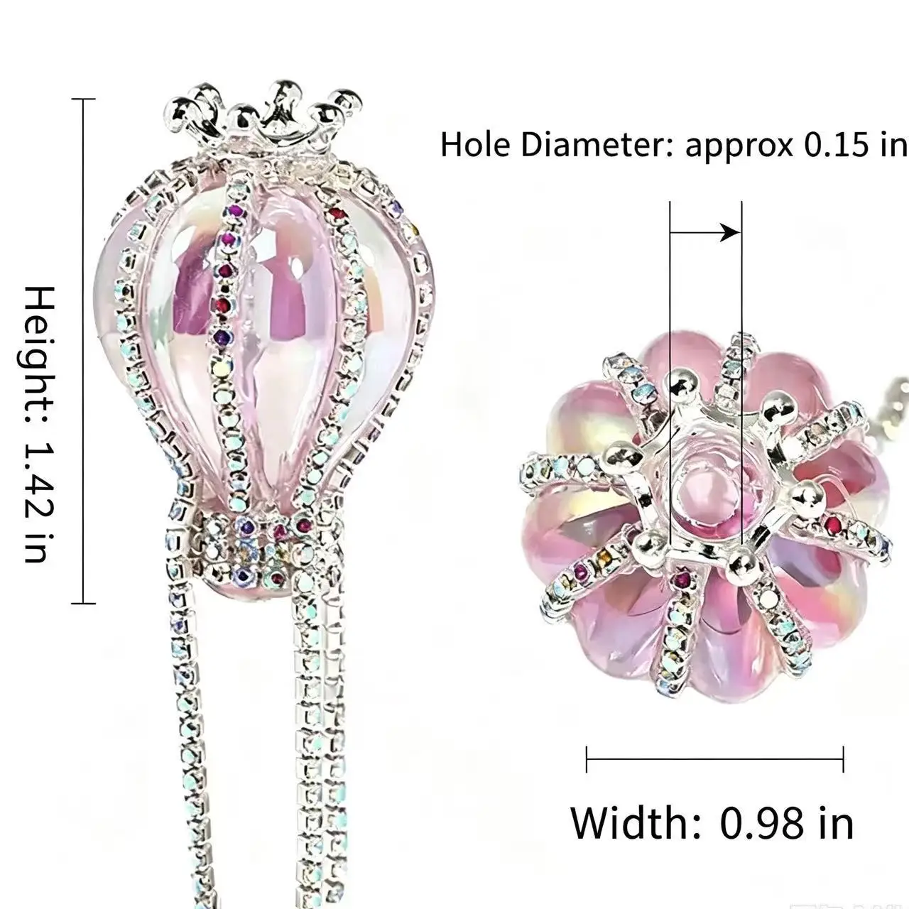 Decorative Sparkling Crown Helium balloon Loose Beads DIY Supplies for Jewelry Making and Beaded Pens