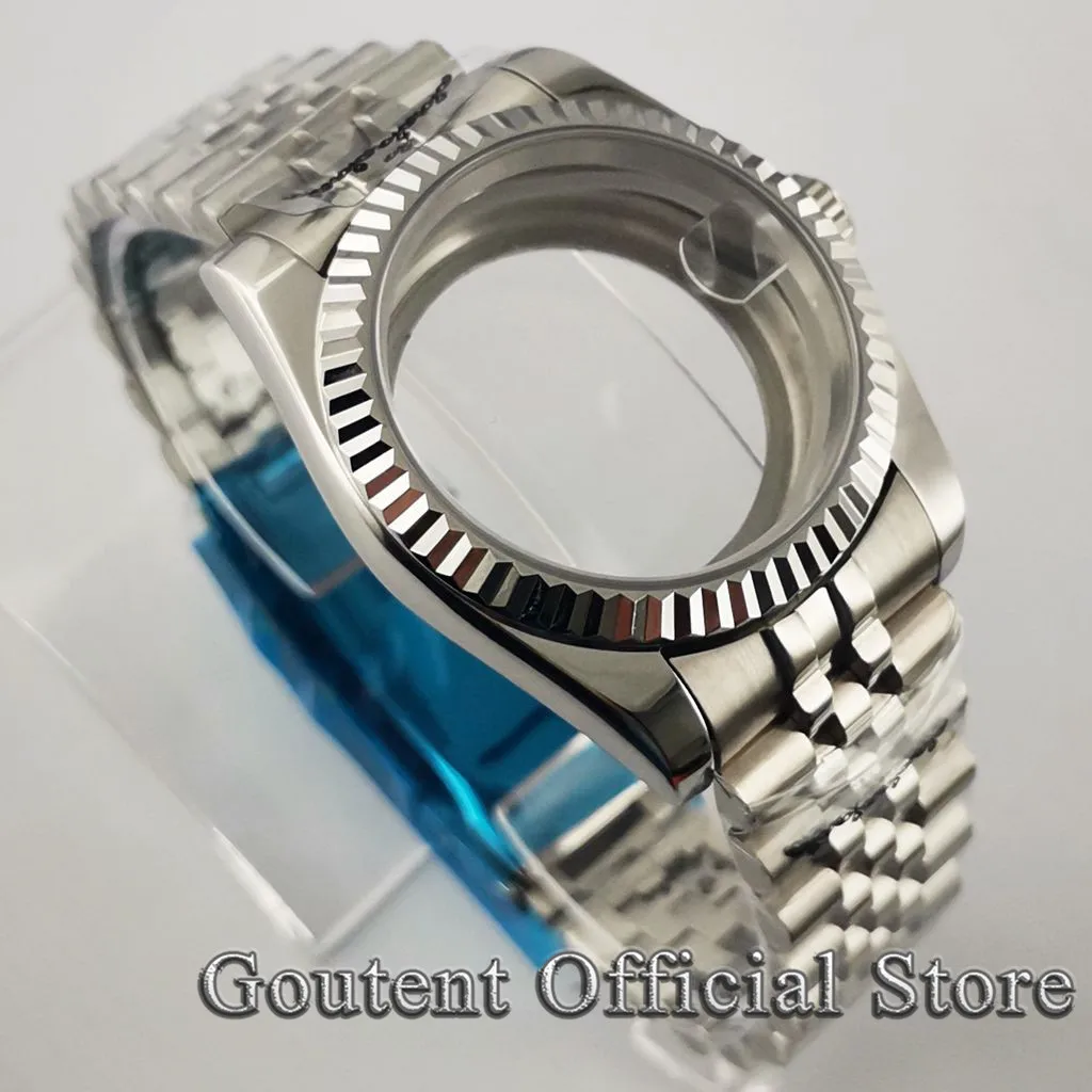 Goutent Silver 36mm/40mm Sapphire Watch Case Strap Fit NH35 NH36 MIYOTA 8215/821A,DG2813 3804,ETA 2836 2824 PT5000 Movement