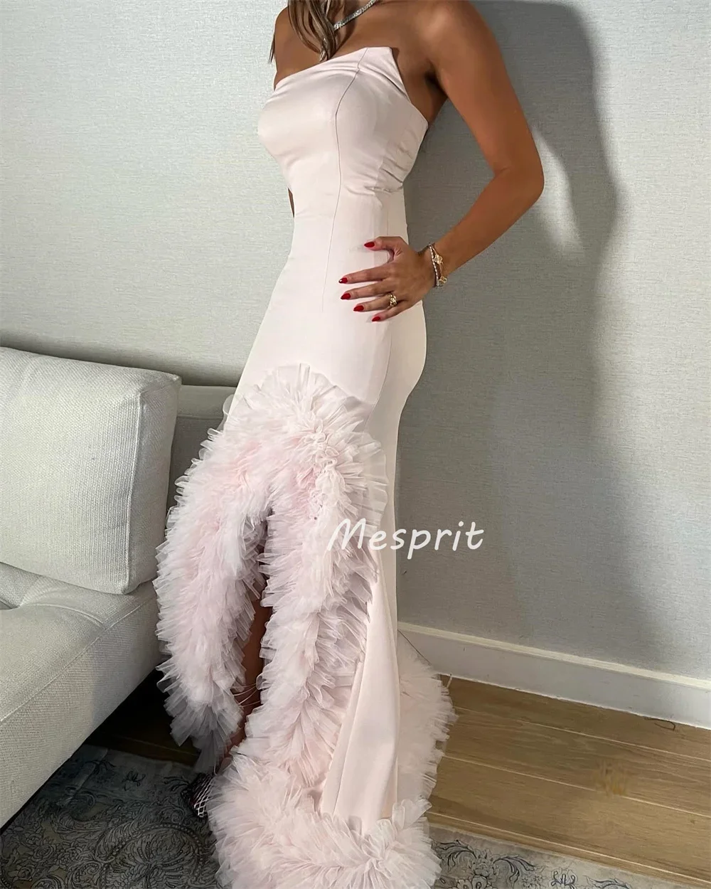 Customized Fashion Sizes Available Jersey Pleat Ruched Mermaid Strapless Long Dresses Bespoke Occasion Dresses Exquisite Elegant