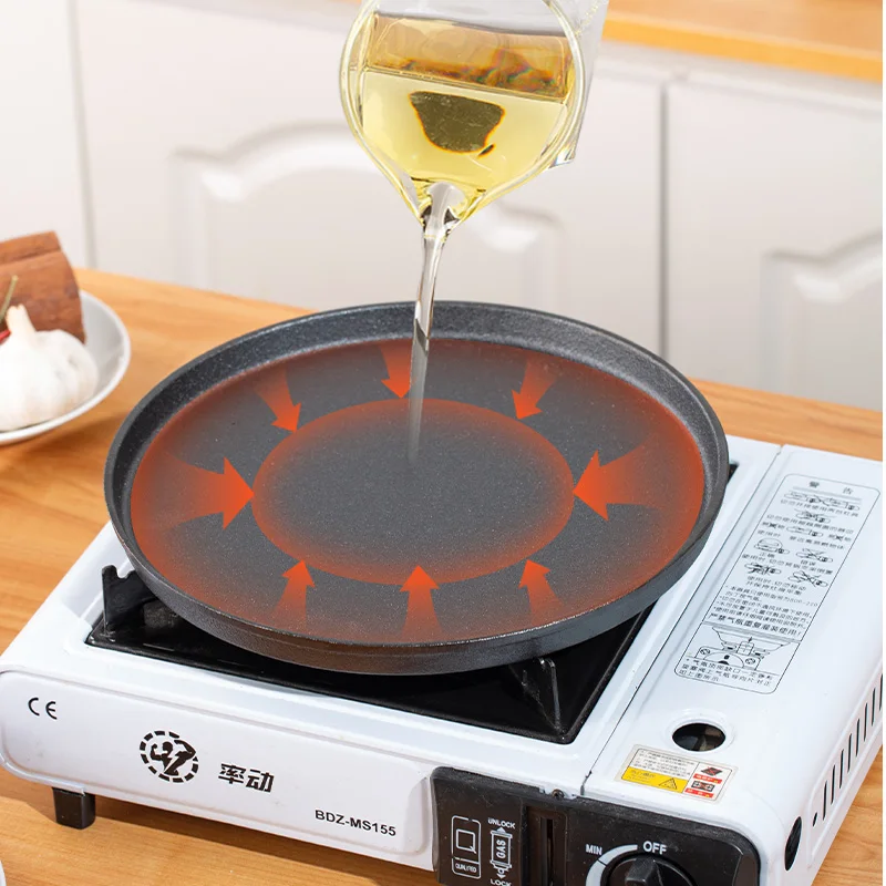 

Коммерческая утолщенная круглая корейская сковорода для мяса теппаньяки для барбекю, индукционная плита