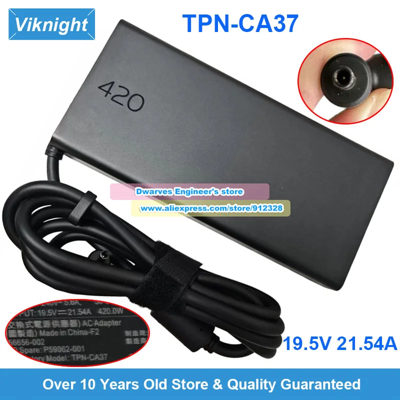 Genuine TPN-CA37 AC Adapter 420W 19.5V 21.54A For HP Zbook17 Zbook OMEN MAX 16 TPN-OA10 Mobile Workstation
