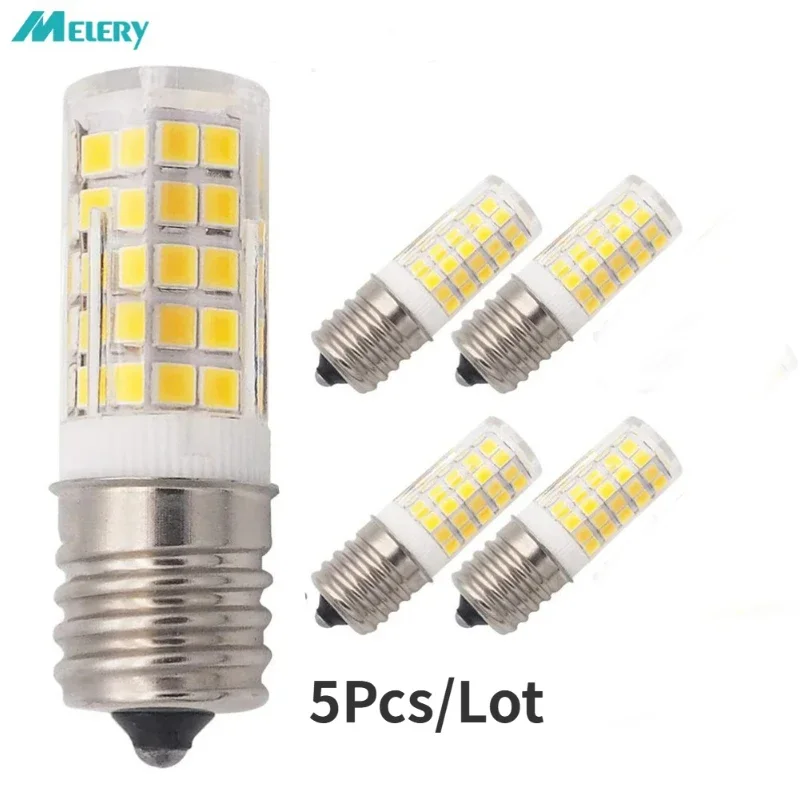 Melery LED Bulb Illuminator E17 Microwave 6W AC 110/220V SMD Ceramic Equivalent 60W Incandescent Cerami Warm/Cold White 5PACK