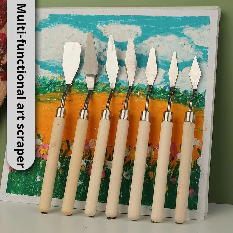 7Pcs/Set Stainless Steel Oil Painting Knife Set Artist Art Painting Tools Cake Spatula Baking Supplies School Drawing Stationery