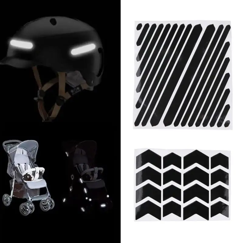Reflective Tape for Motorcycle Helmets Invisible Black Arrow Style Waterproof Self-Adhesive Reflective Film Stickers for Cyclin