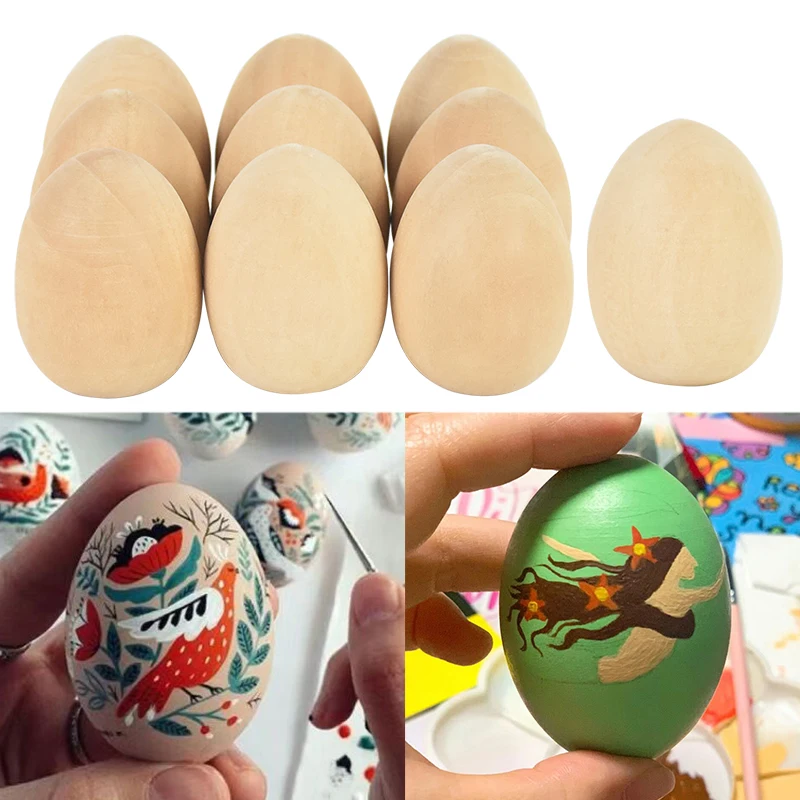 

5pcs/Set Easter Wooden Eggs Creative Parent-child Children Hand Drawn DIY Graffiti Toy For Happy Party Home Decoration Supplies