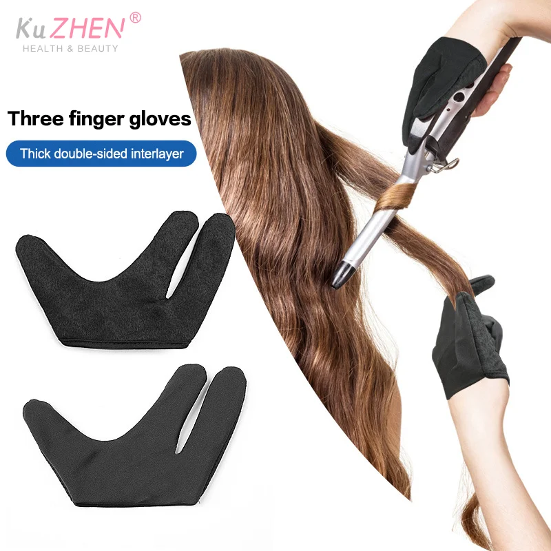 3 Finger Heat Resistant Gloves Hair Dye Protection Gloves Hair Styling Curling Wand Glove Barber Reusable Heat Geat Gloves Hair