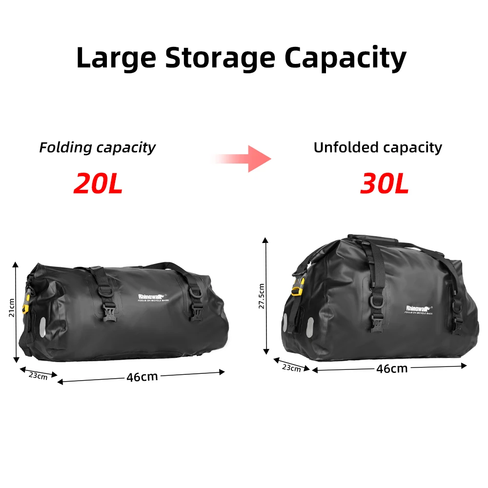 Rhinowalk Motor Side Box Top Pannier Bag 20L-30L Expandable Waterproof Luggage Bags Motorcycle Case Top Saddle Rear Seat Bag 1PC