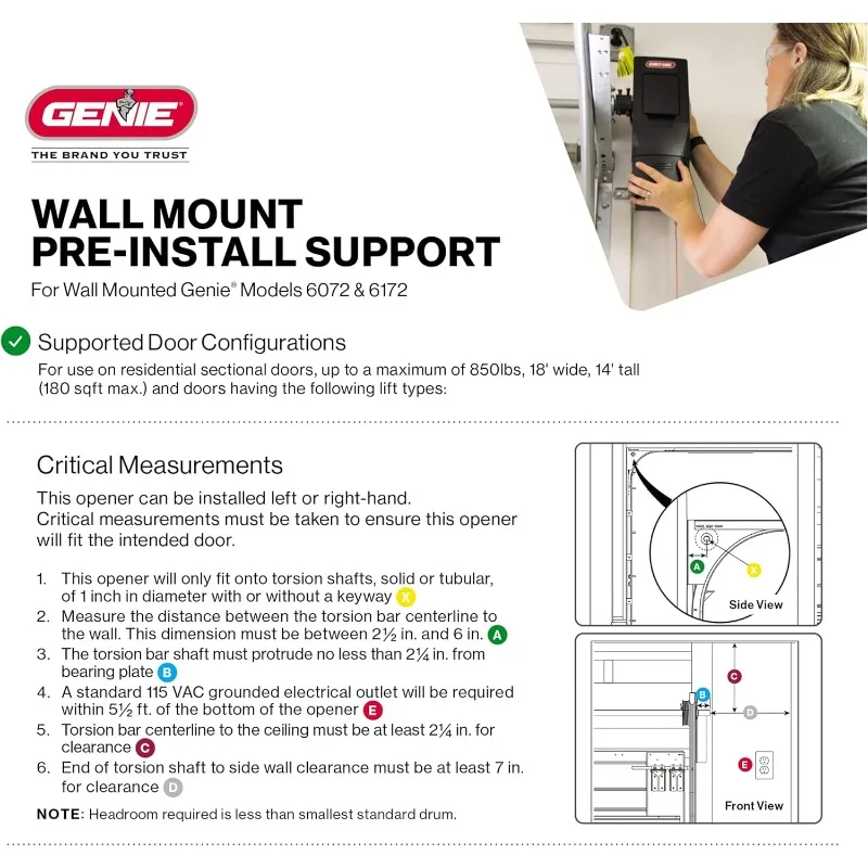 6072H-O Wandmontierter Garagentoröffner für Privathaushalte, Schwarz