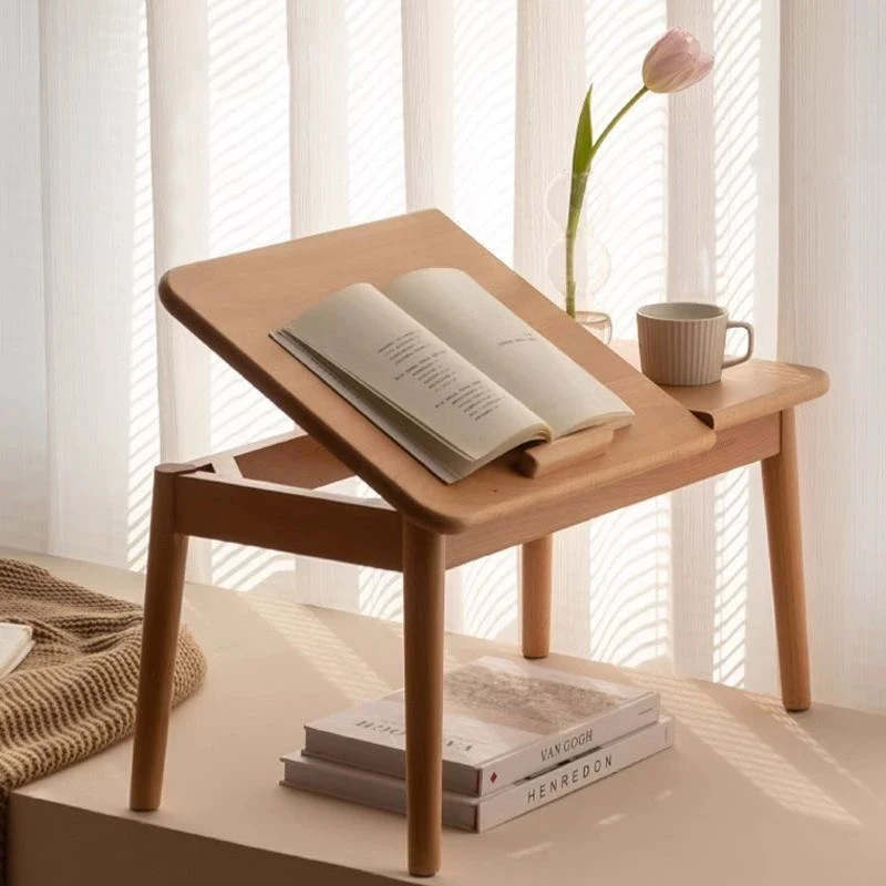 -oo Nordic Solid Wood Window Side Table Low Tea Table Foldable Laptop Bed Tray Tatami Floor Table