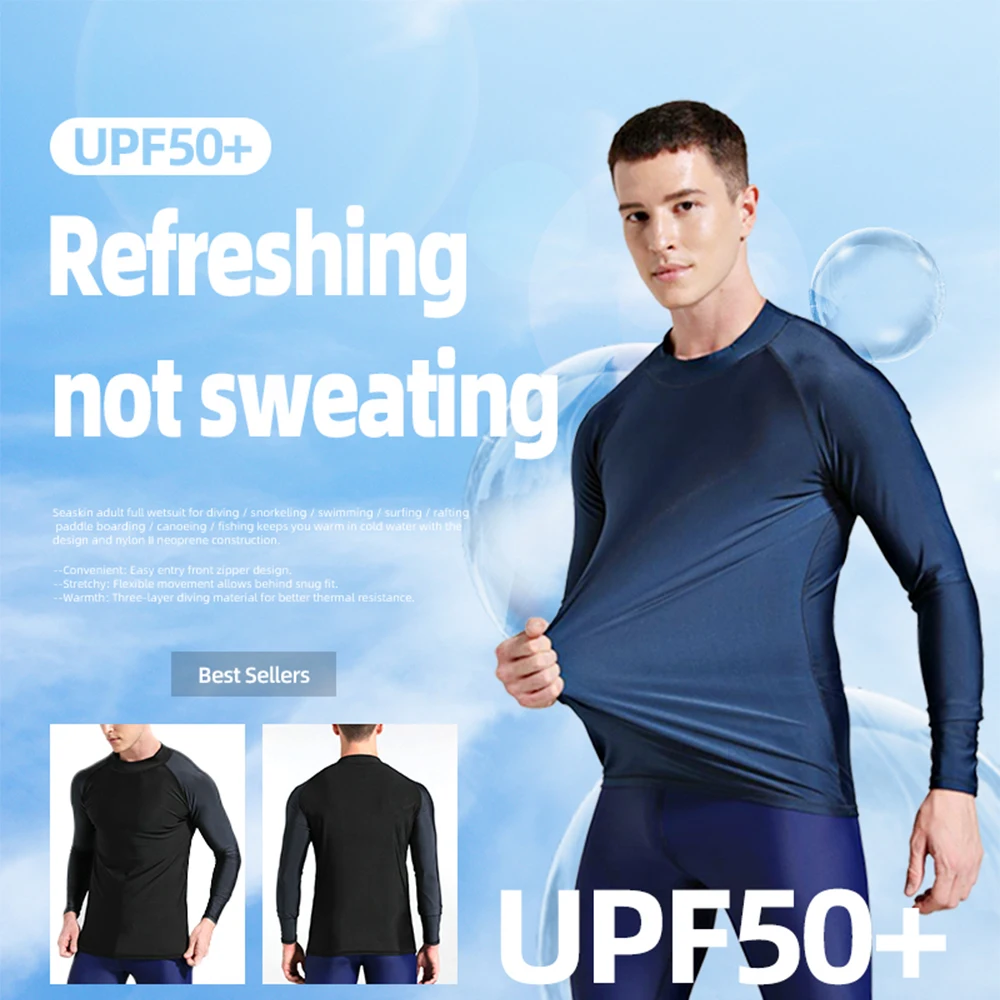 M-5XL UV Protection  Rashguard Men Long Sleeve Swimsuit Rash Guard Jiu Jitsu Quick Dry Surf Driving T Shirt For Swimming