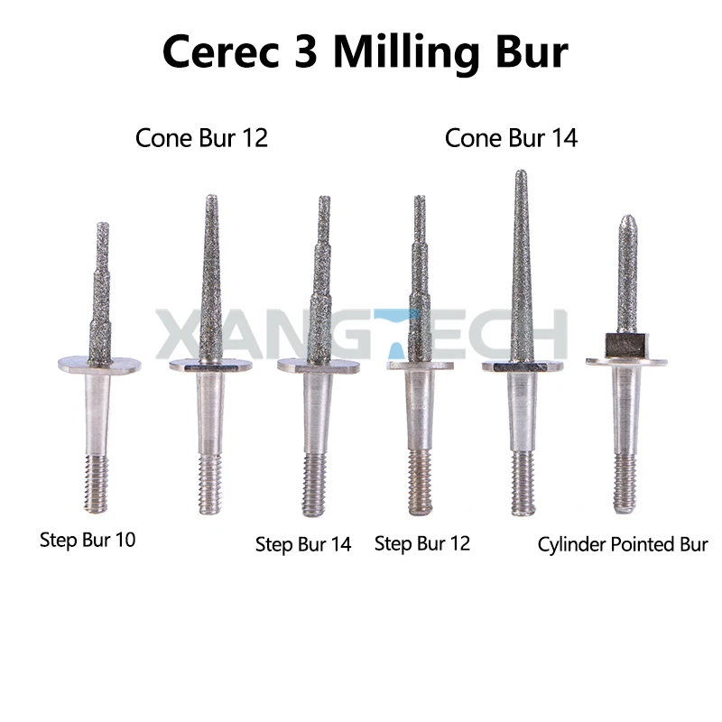 XANGTECH Dental Sirona Cerec 3 Milling Burs Milling Cutter For Lithium Disilicate Blocks Dental Materials Sirona Cerec CAD CAM