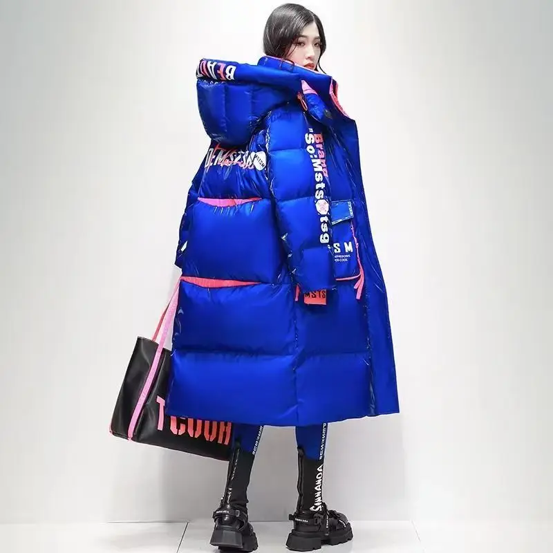 Down Cotton Clothes, Trendy Brand Leave-in Knee-long 2026 Winter New Models, Thickened Atmosphere, Color Matching Bread Clothes