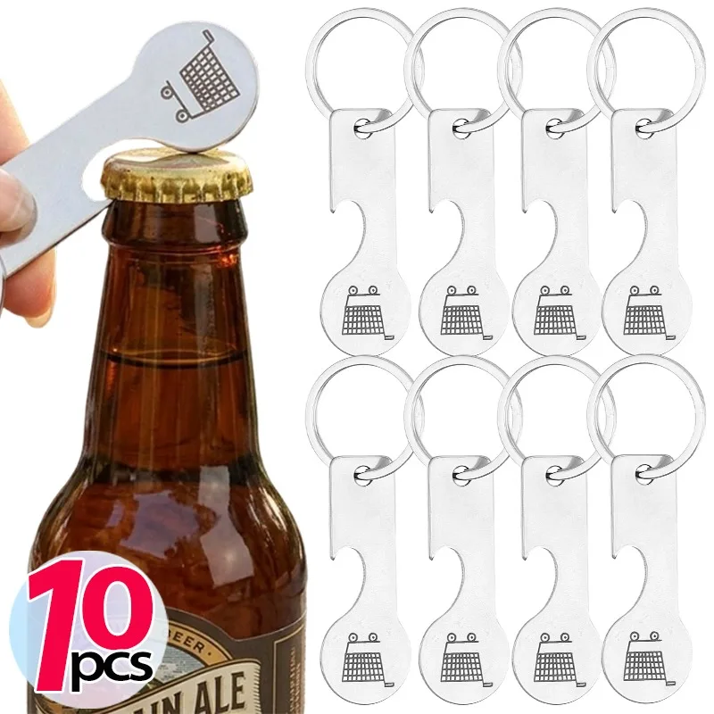 Edelstahl-Flaschenöffner Schlüsselanhänger Token-Design 2-in-1 Multifunktionaler Schlüsselring Rostfrei Langlebig Tragbarer Anhänger Geschenk Schlüssel