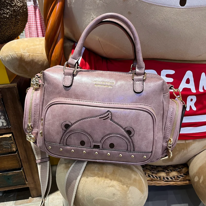 CREAM BEAR Boston Handbag Cartoon Cute Large Capacity Casual Fashion Multifunctional One Shoulder Crossbody Hand Bag New 2024