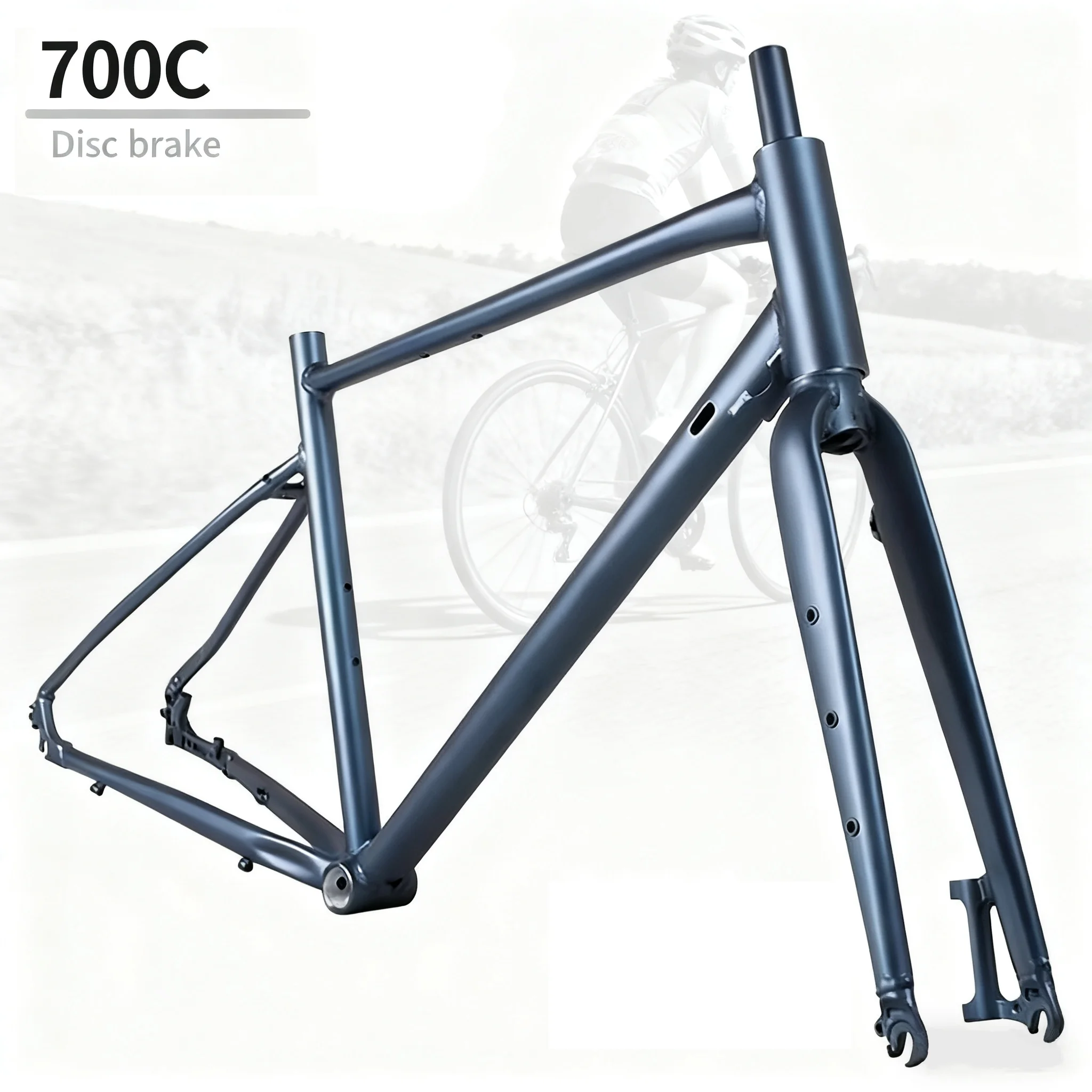 Bicycle Frame 700C Aluminum Alloy Disc Brake Off-road Bikes Gravel Frame with MTB Fork 700x23/25/28 Seat Tube 470mm 520mm Custom