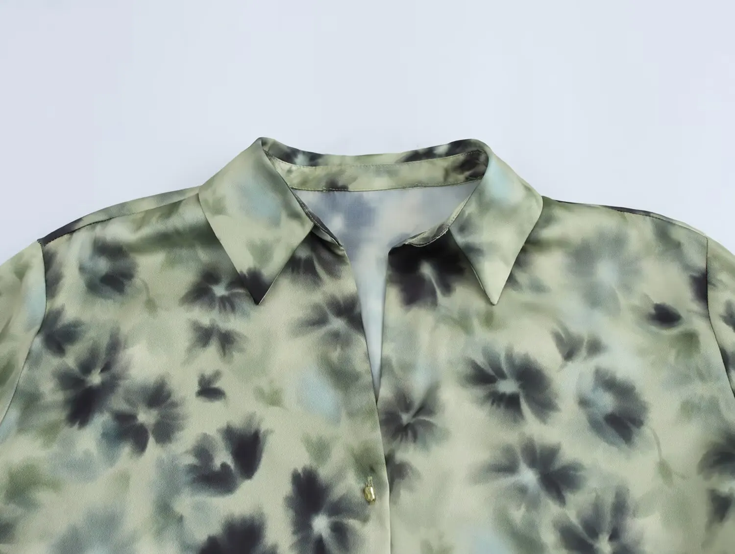 PB&ZA Camicia da donna a maniche lunghe con colletto e bottoni sul davanti Design e motivo tie-dye per un look trendy ed elegante