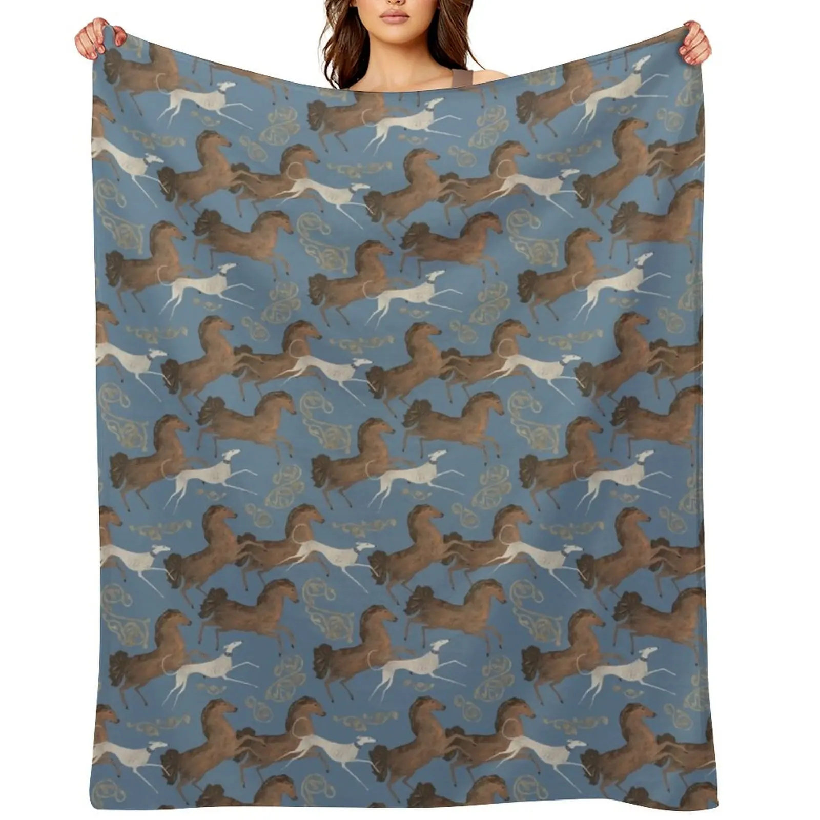 

Greyhound and Horse Throw Blanket Sofas Baby For Baby Flannel Fabric Blankets