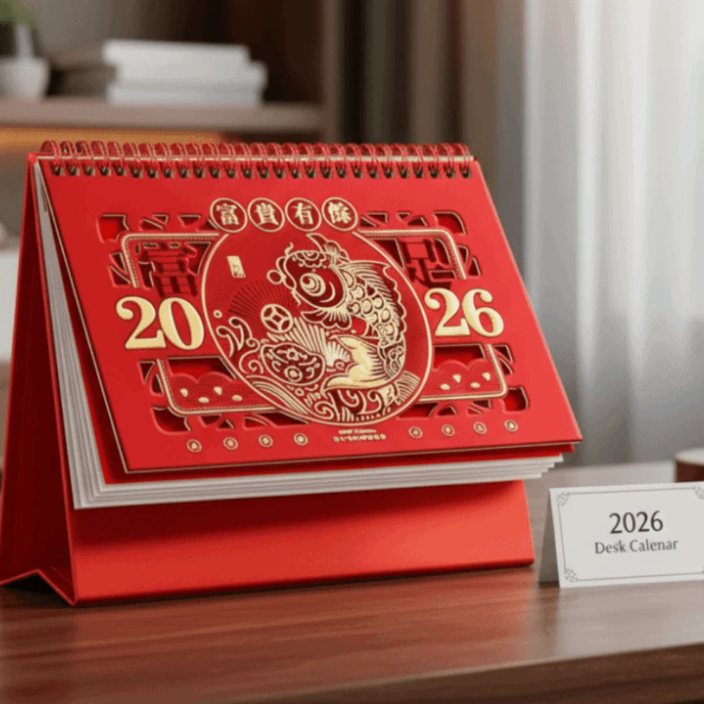 

Настольный календарь на год лошади 2026, традиционный новогодний календарь в китайском стиле, переплет на катушке, дисплей даты, стоячий флип-календарь