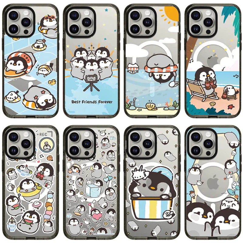 

Cute Penguin 2.0 Acrylic Black Border Phone Case Cover for IPhone 11 12 13 14 15 Pro Max Case