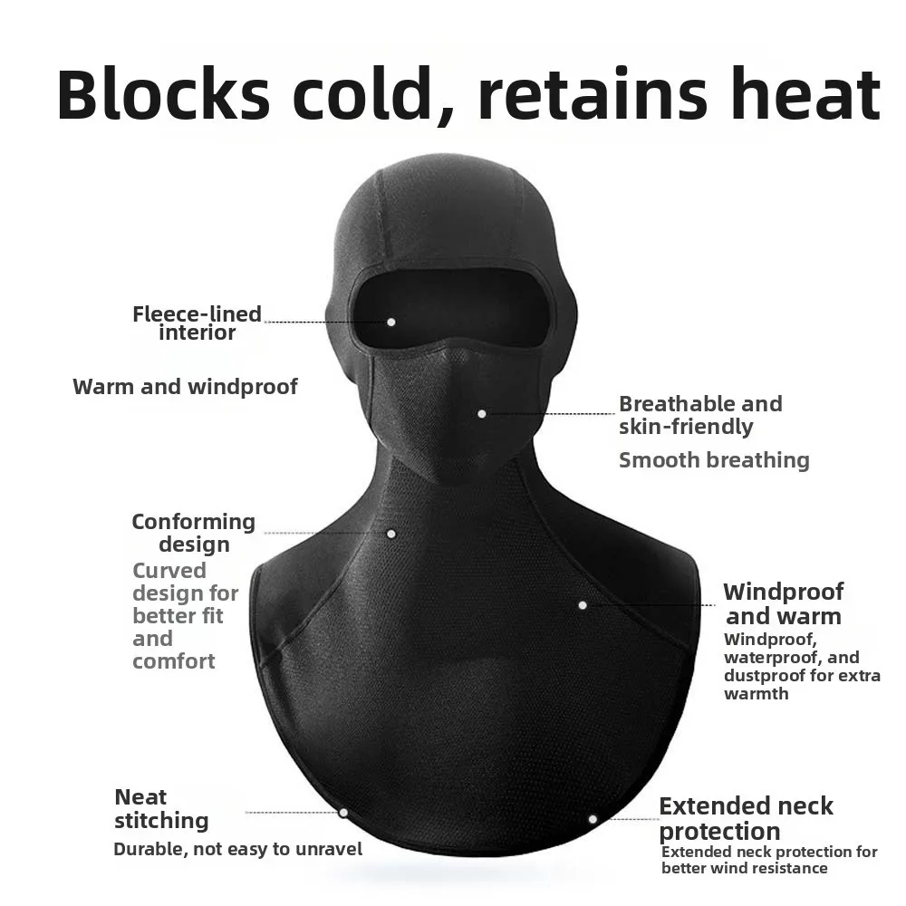 Warm Lining Winter Balaclava Mask Thick Fabric Extended Collar Cycling Helmet Liner Dustproof Guard Breathable Panel